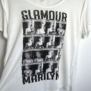 Marilyn Monroe Glamour Graphic T-Shirt Top - Medium - Sheer Back High-Low Hem